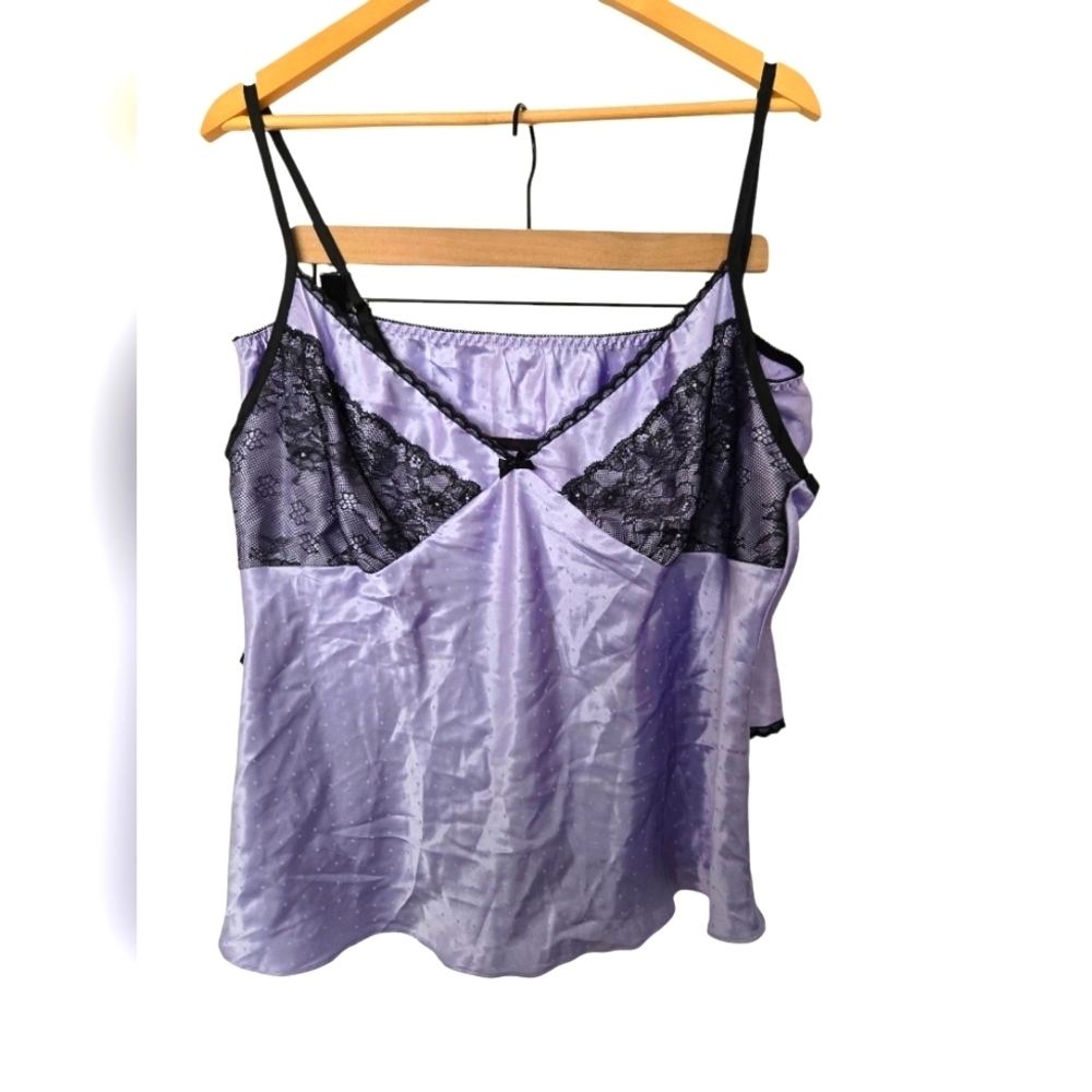 NWT George Lavender and Black Lace Camisole And Shorts Set Size XL